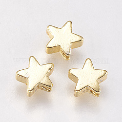 Perline in ottone, stella, oro, 6x6x2.5~3.3mm, Foro: 1 mm
