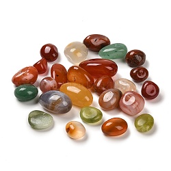 Perline di pepite tinte in agata naturale, perline non forate / Senza Buco, pietra burrattata, gemme di riempimento del vaso, colore misto, 12.5~22x11~13x7~10mm, circa 344pcs/1000g