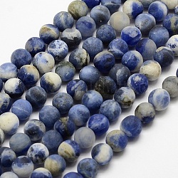 Chapelets de perles en sodalite naturelle, mat, ronde, teinte, 6mm, Trou: 1mm, Environ 60 pcs/chapelet, 15.3 pouce (39 cm)