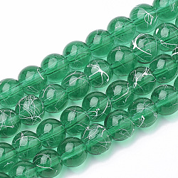 Drawbench Transparent Glass Beads Strands, Spray Painted, Round, Green, 14mm, Hole: 1.3~1.6mm, 31.4 inch