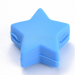 Perle di silicone ecologiche per uso alimentare, masticare perline per i denti, fare collane fai-da-te fai-da-te, stella, dodger blu, 14x13.5x8mm, Foro: 2 mm