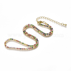 Brass Cubic Zirconia(Random Mixed Color) Tennis Necklaces, Golden, 14.3 inch(36.5cm)