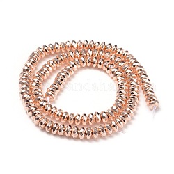 Chapelets de perles en hématite synthétique sans magnétiques, rondelle, facette, rose plaqué or, 5.5x3mm, Trou: 0.8mm, Environ 131 pcs/chapelet, 15.5 pouce (39.5 cm)