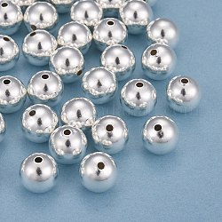 Messing Perlen, langlebig plattiert, Runde, 925 Sterling versilbert, 10 mm, Bohrung: 1.6 mm