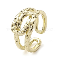 Rack Plating Brass Open Cuff Rings, Hollow Knot, Real 18K Gold Plated, Inner Diameter: 18mm