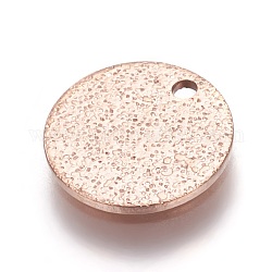 Ионное покрытие (ip) 304 текстурированные подвески из нержавеющей стали, плоско-круглые, розовое золото , 10x1 мм, отверстие : 1.2 мм