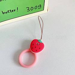 Silicone Mobile Phone Finger Rings, Finger Ring Short Hanging Lanyards, Watermelon Pattern, Ring: 3cm