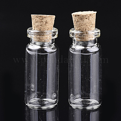 Bouteilles de verre bocal en verre perlent conteneurs, avec bouchon en liège, souhaitant bouteille, clair, 30x13mm, trou: 7 mm, capacité: 4 ml (0.13 oz liq.)