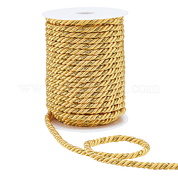 PandaHall 25 Yards Twisted Gold Trim Cord, 5mm Twist Cords Braided Triple-Strand Rope Silk Ropes Solid Decorative Twine Cord for Sports, Christmas Decor, Crafts, Macrame & Indoor Outdoor Use
