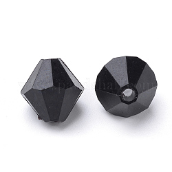 Abalorios de acrílico transparentes, bicono, negro, 4x4mm, agujero: 1.2 mm, aproximamente 1700 unidades / 50 g