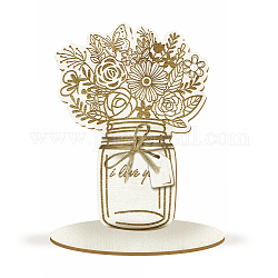Biglietto di auguri con bouquet di fiori in legno, con supporto e corda, per il biglietto d'auguri della mamma, fiore, 228x165mm