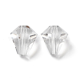 Verre imitation perles de cristal autrichien, facette, diamant, clair, 10x9mm, Trou: 1mm
