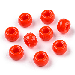 Perle di plastica opache, barile, rosso, 9x6mm, Foro: 3.8 mm, circa 1950pcs/500g