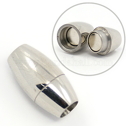 Smooth 304 Stainless Steel Magnetic Clasps, Barrel, Stainless Steel Color, 18x9.5mm, Hole: 5mm