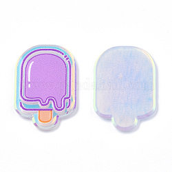 Cabujones acrílicos transparentes impresos, helado, violeta, 25.5x17x2.5mm