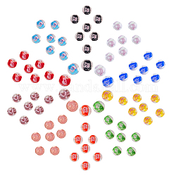 SUNNYCLUE 80Pcs 10 Colors Handmade Luminous Inner Flower Lampwork Beads, Round, Mixed Color, 9~10mm, Hole: 1~2mm, 8pcs/color