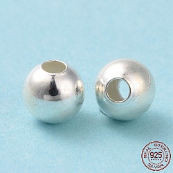Granos del espaciador de plata de ley 925, redondo, plata, 4mm, agujero: 1.4~1.5 mm