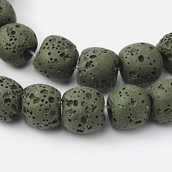 Бусы из натурального камня лавы, окрашенные, круглые, темно-оливковый зеленый, 8 мм, Отверстие: около 2 мм, около 52 шт / нитка, 15.5 дюйм
