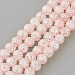 Crackle sintetico perle di quarzo fili, tondo, tinto, roso, 6mm, Foro: 1 mm, circa 66pcs/filo, 15.7 pollice