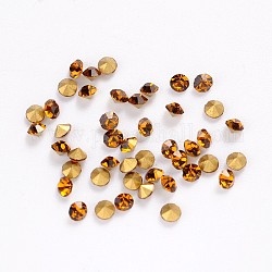 Glass Pointed Back Rhinestone, Faceted Diamond, Back Plated, Topaz, 2x2mm, about 1440pcs/bag