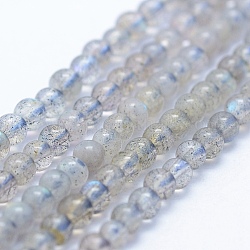 Chapelets de perles en labradorite naturelle , grade AB +, ronde, 3mm, Trou: 1mm, Environ 192 pcs/chapelet, 15.5 pouce (39.5 cm)