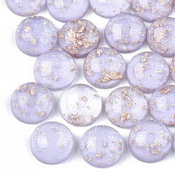Resin Cabochons, with Glitter Powder and Gold Foil, Half Round, Lilac, 12x5.5mm
