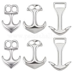 SUNNYCLUE 1 Box 6Pcs 3 Styles 304 Stainless Steel Bracelet Clasp Anchor Hook Clasp Ocean Hawaii Summer Link Leather Cord Ends Connector Clasps for jewellery Making Adult DIY Necklace Bracelets Crafts