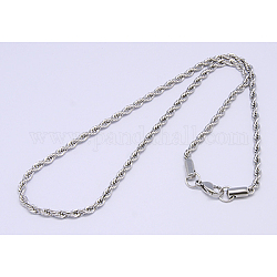 304 acier inoxydable Colliers corde chaîne unisexe, couleur inoxydable, 23.62 pouce (60 cm)