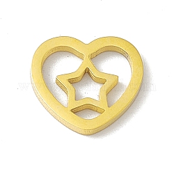 304 Edelstahl verbindet Ringe, hochglanzpoliert, Herz mit Stern, golden, 9x10x1 mm