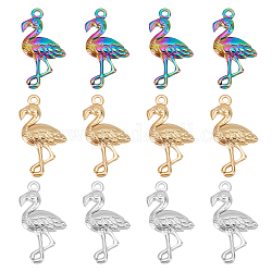 DICOSMETIC 24Pcs 3 Colors 304 Stainless Steel Pendants, Ostrich, Mixed Color, 30x15x2.5mm, Hole: 1.8mm, 8pcs/color