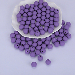 丸いシリコン焦点ビーズ  チーターのための咀嚼ビーズ  DIYの看護ネックレス用  青紫色  15mm  穴：2mm