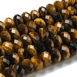 Natürlichen Tigerauge Perlen Stränge, facettiert, Rondell, Kokosnuss braun, 8~8.5x5~5.5 mm, Bohrung: 1 mm, ca. 71 Stk. / Strang, 15.31'' (38.9 cm)