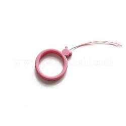 Bagues en silicone pour téléphone portable, cordons courts suspendus à anneau de doigt, rouge violet pâle, 9.8 cm, anneau: 30 mm