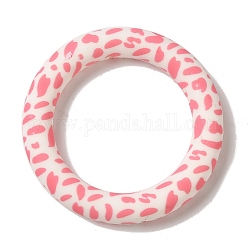 Silicone Beads, Ring, Pink, 65x10mm, Hole: 3mm