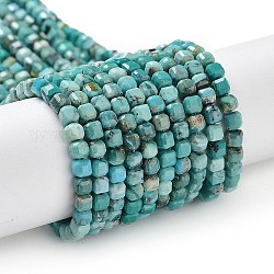 Chapelets de perles en turquoise de HuBei naturelle, cube, facette, 3x3x3mm, Trou: 0.7mm, Environ 132~133 pcs/chapelet, 15.55'' (39.5 cm)