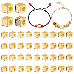 Pandahall elite impostazioni cabochon di perline in lega 40 pz, cubo, oro, vassoio: 8x8mm, 10x10x10mm