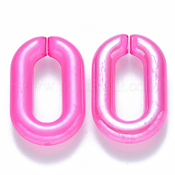 Nachahmung Gelee Acryl Verknüpfung Ringe, Quick-Link-Anschlüsse, zur Herstellung von Kabelketten, perlig, Oval, tief rosa, 31x19.5x5.5 mm, Innendurchmesser: 19.5x7.5 mm