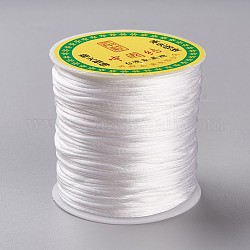 Cordón de poliéster, cordón de cola de rata de satén, para diy chino nudo, blanco, 1.2mm, alrededor de 76.55 yarda (70 m) / rollo