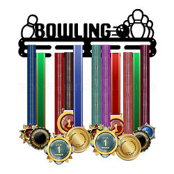 Espositore da parete con porta medaglie in ferro a tema sportivo, con viti, modello di bowling, 150x400mm