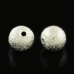 Messing strukturierte Perlen, cadmiumfrei und bleifrei, Runde, Platin Farbe, 6 mm, Bohrung: 1 mm
