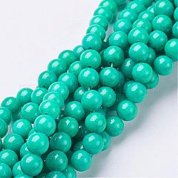Chapelets de perles rondes en jade de Mashan naturelle, teinte, turquoise foncé, 6mm, Trou: 1mm, Environ 69 pcs/chapelet, 15.7 pouce