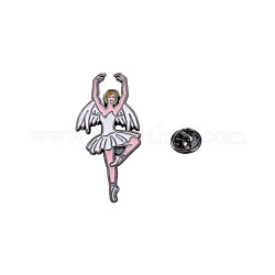 Cartoon-Ballett-Tänzerin-Abzeichen-Brosche, Frische süße schöne Tanzmädchen-Emaille-Pins für Frauen, weiß, 30x15 mm