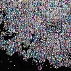 Ab-plaqué couleur décoration de mini perles de verre d'art d'ongle 3d bricolage, minuscules perles de clou de caviar, couleur mixte, 0.6~3mm