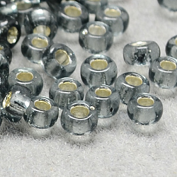 8/0グレードの丸いガラスシードビーズ  銀並ぶ  グレー  8/0  3x2mm  穴：1mm  約10000個/ポンド