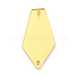 Cravatta pentagonale in acrilico cucita su strass a specchio, decorazione di abiti in costume, oro, 27.5x14.5x1.3mm, Foro: 1.4 mm