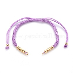 Fabrication de bracelet tressé avec cordon en nylon, avec des perles en laiton, or, Prune, 10-1/4 pouce ~ 11-7/8 pouces (26~30 cm), 3mm
