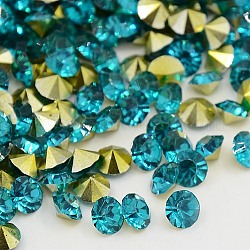 Grado aaa rhinestones pointed back in resina, forma diamante, verde acqua, 5.5mm, circa 2880pcs/scatola