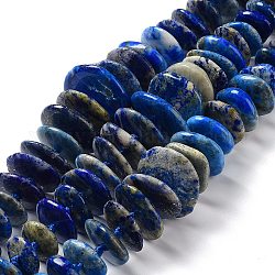 Natural Lapis Lazuli Beads Strands, Disc, 5~6x12~29x11~32mm, Hole: 1.5~1.6mm, about 49pcs/strand, 16.85''~17.40''(42.8~44.2cm)