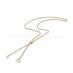 Collar de lazo de corazón para niña mujer, 304 collar de cadenas venecianas de acero inoxidable/cadenas de caja, dorado, 23.62 pulgada (60 cm)