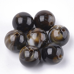 Perline acrilico, stile gemstone imitato, tondo, cammello, 13.5~14x13mm, Foro: 2 mm, circa 330pcs/500g